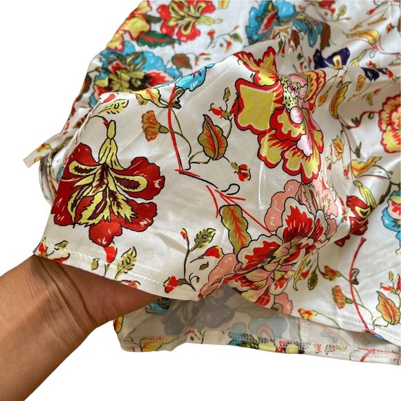 Womens Cut Out Mini Dress Large Cotton Flower Red Pink Floral Print No Stretchy - Picture 11 of 16